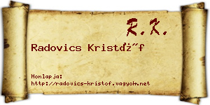 Radovics Kristóf névjegykártya